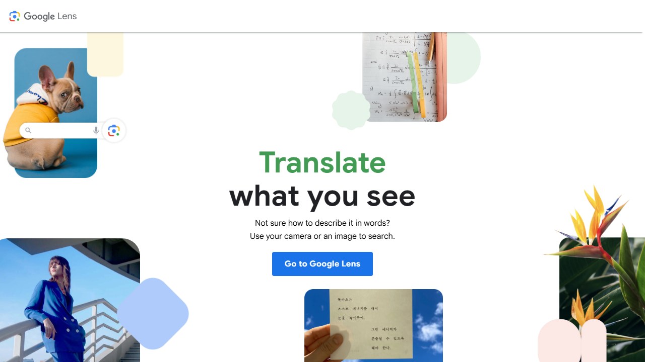 Google Lens visual search homepage