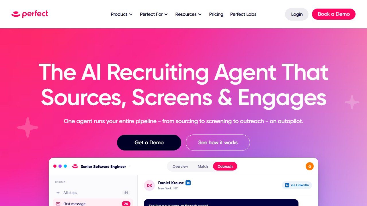 GoPerfect AI recruiting and candidate sourcing homepage