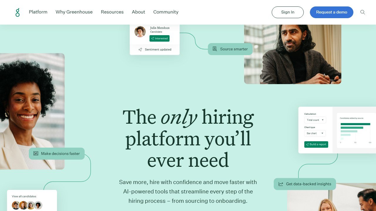 Greenhouse applicant tracking system homepage