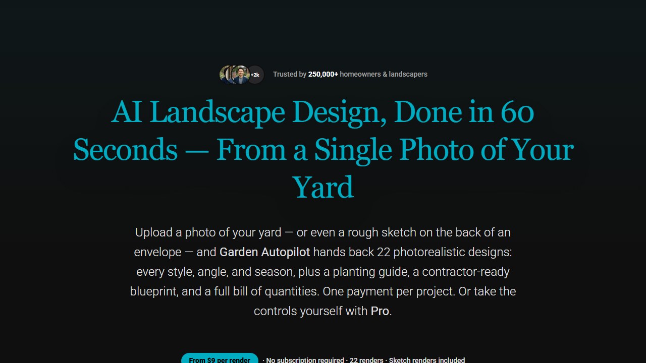 Hadaa AI garden design homepage screenshot
