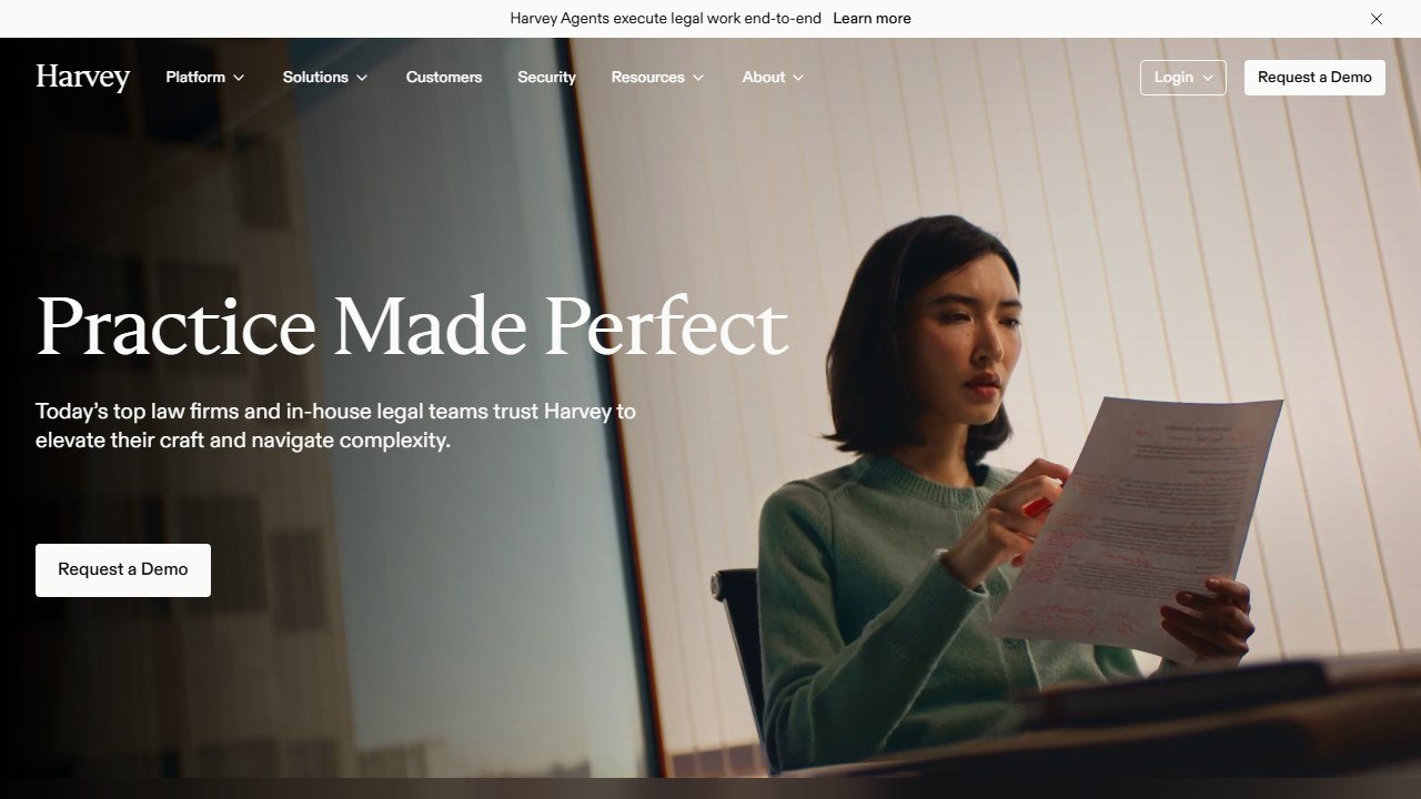 Harvey AI generative legal AI platform homepage