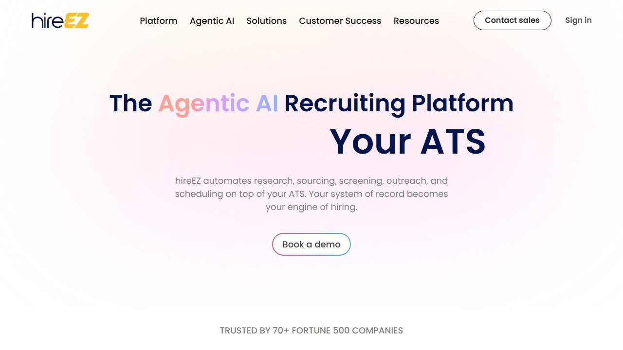 hireEZ AI sourcing and outbound recruiting homepage