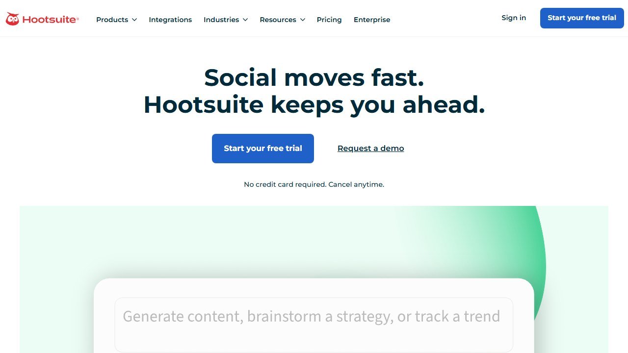 Hootsuite homepage