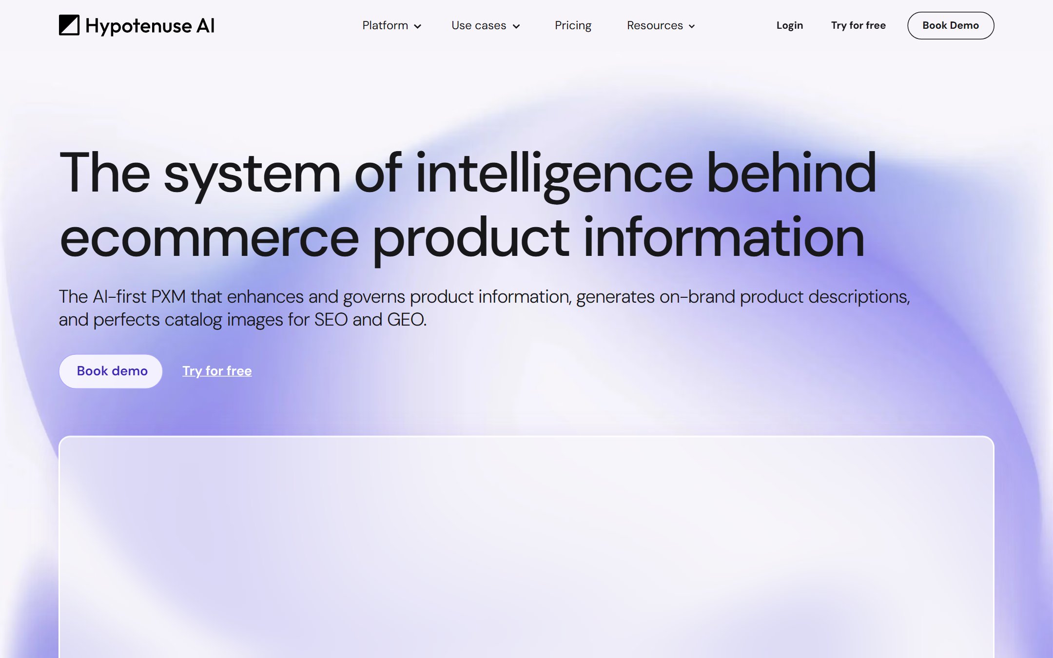 Hypotenuse AI homepage showing brand voice and bulk content generation