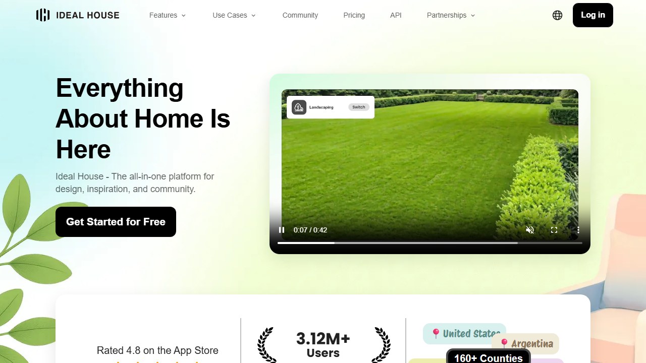 Ideal House AI landscape design app homepage