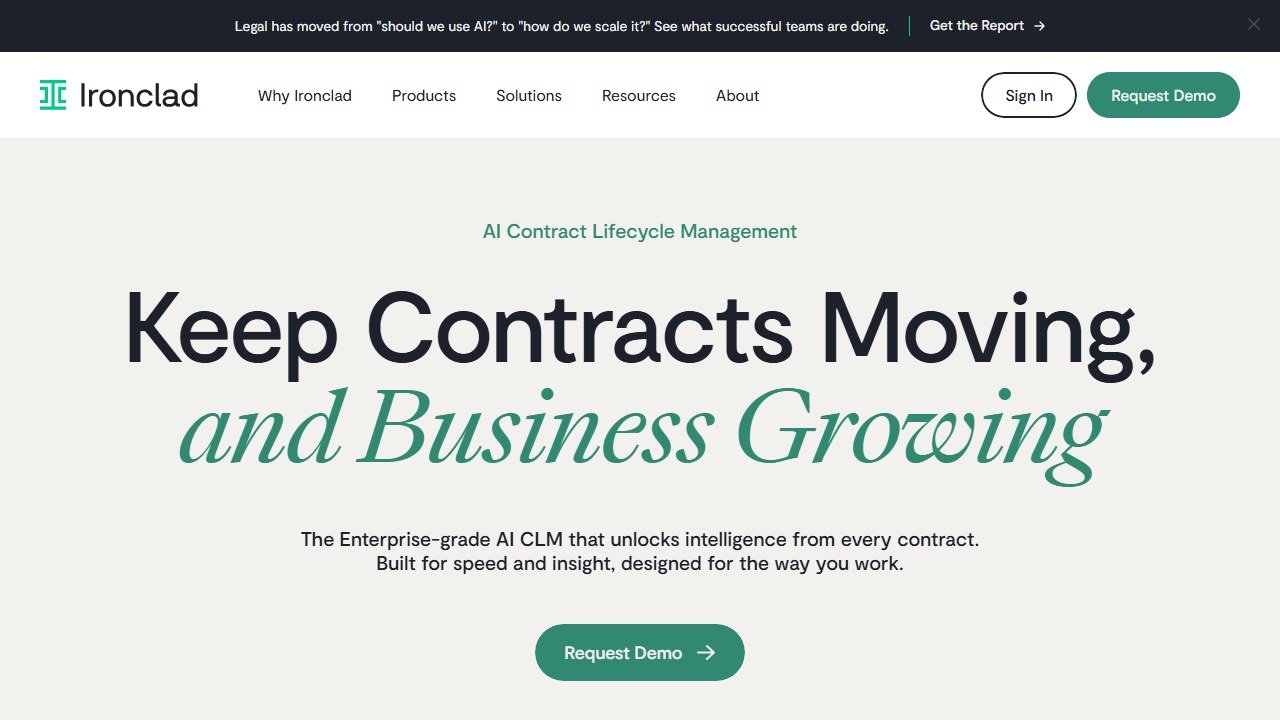 Ironclad contract lifecycle management platform homepage
