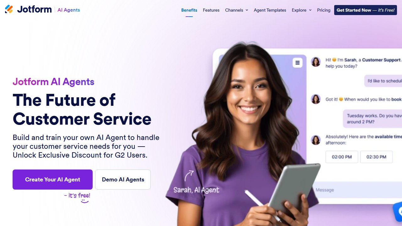 jotform-ai-agents homepage