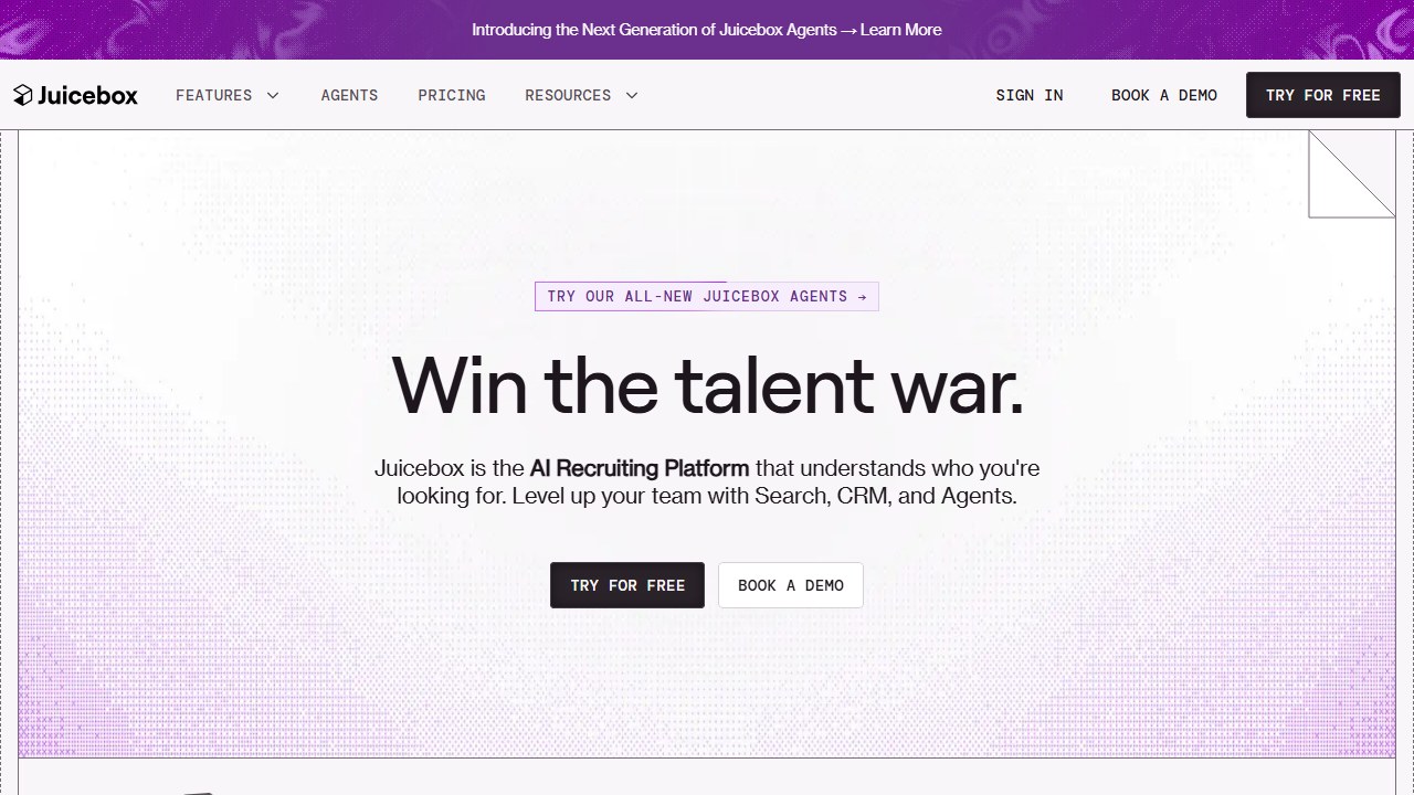 Juicebox PeopleGPT AI candidate sourcing search platform homepage