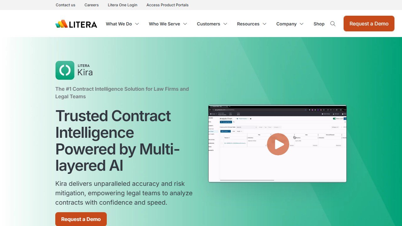 Kira by Litera due diligence extraction homepage