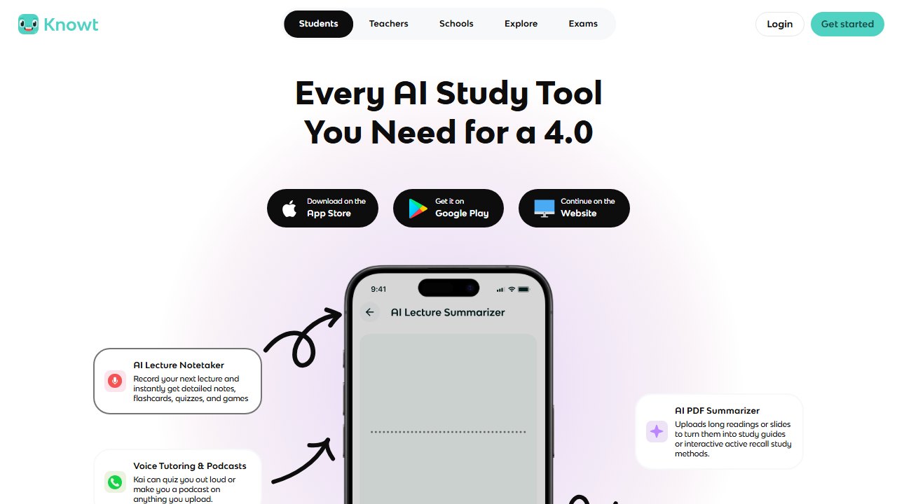 knowt homepage