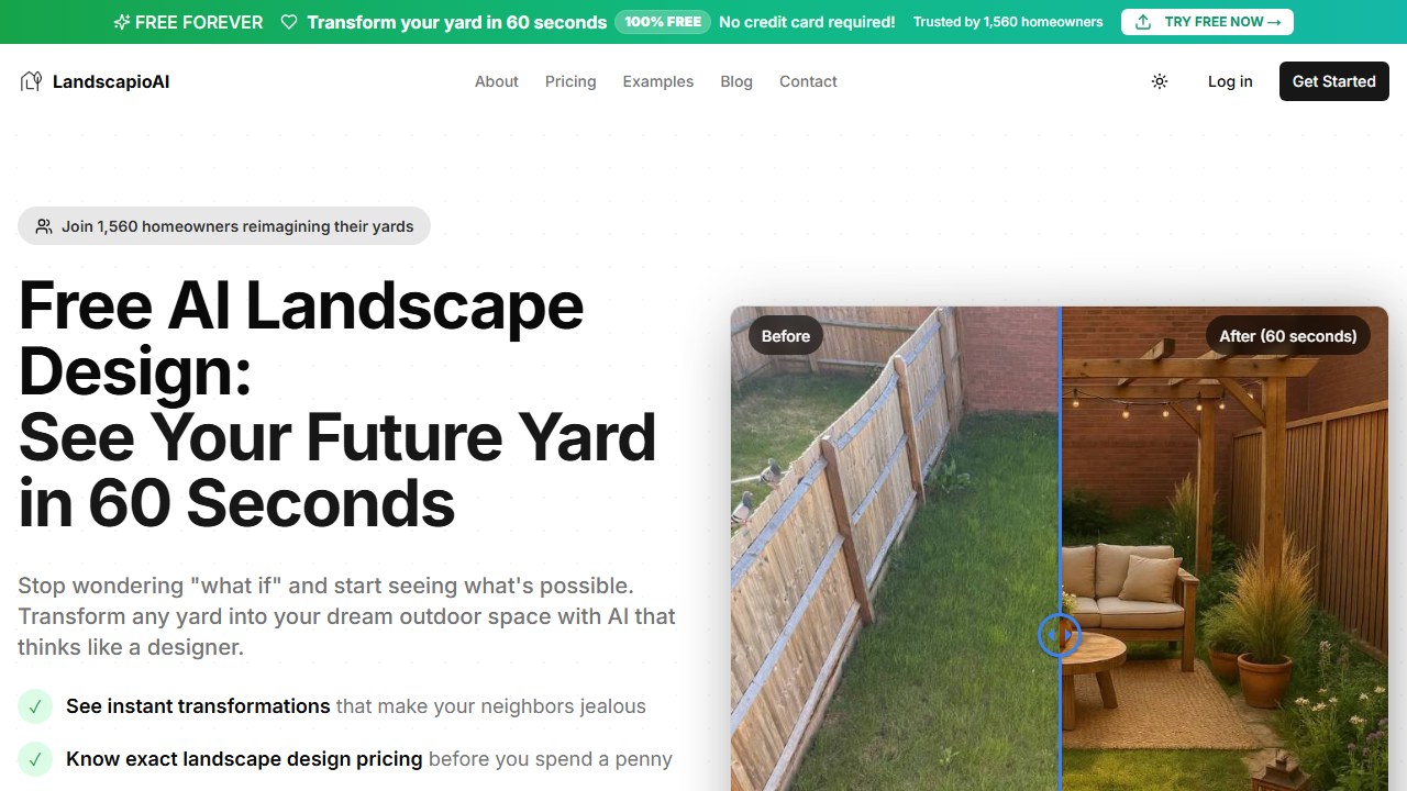 LandscapioAI AI garden design homepage screenshot