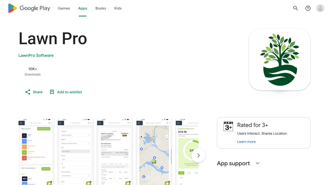LawnPro lawn care software app