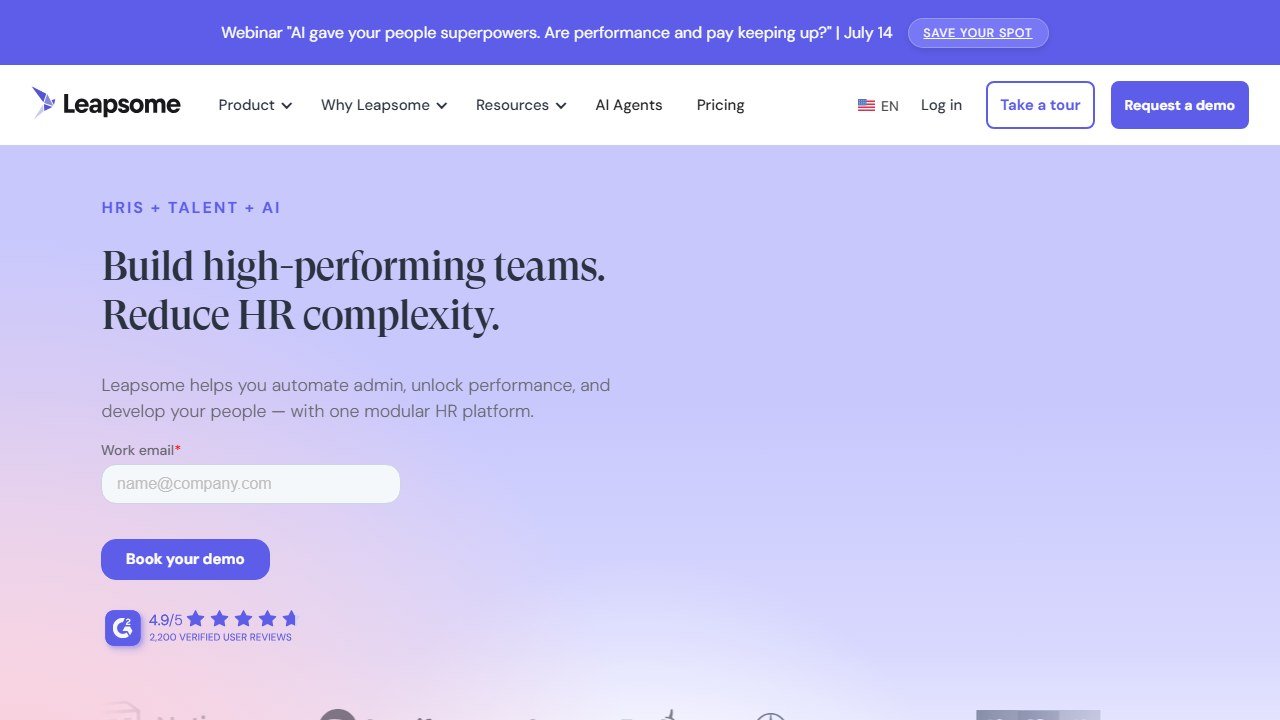 Leapsome people enablement platform homepage