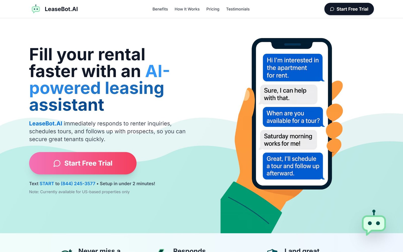 LeaseBot.AI homepage