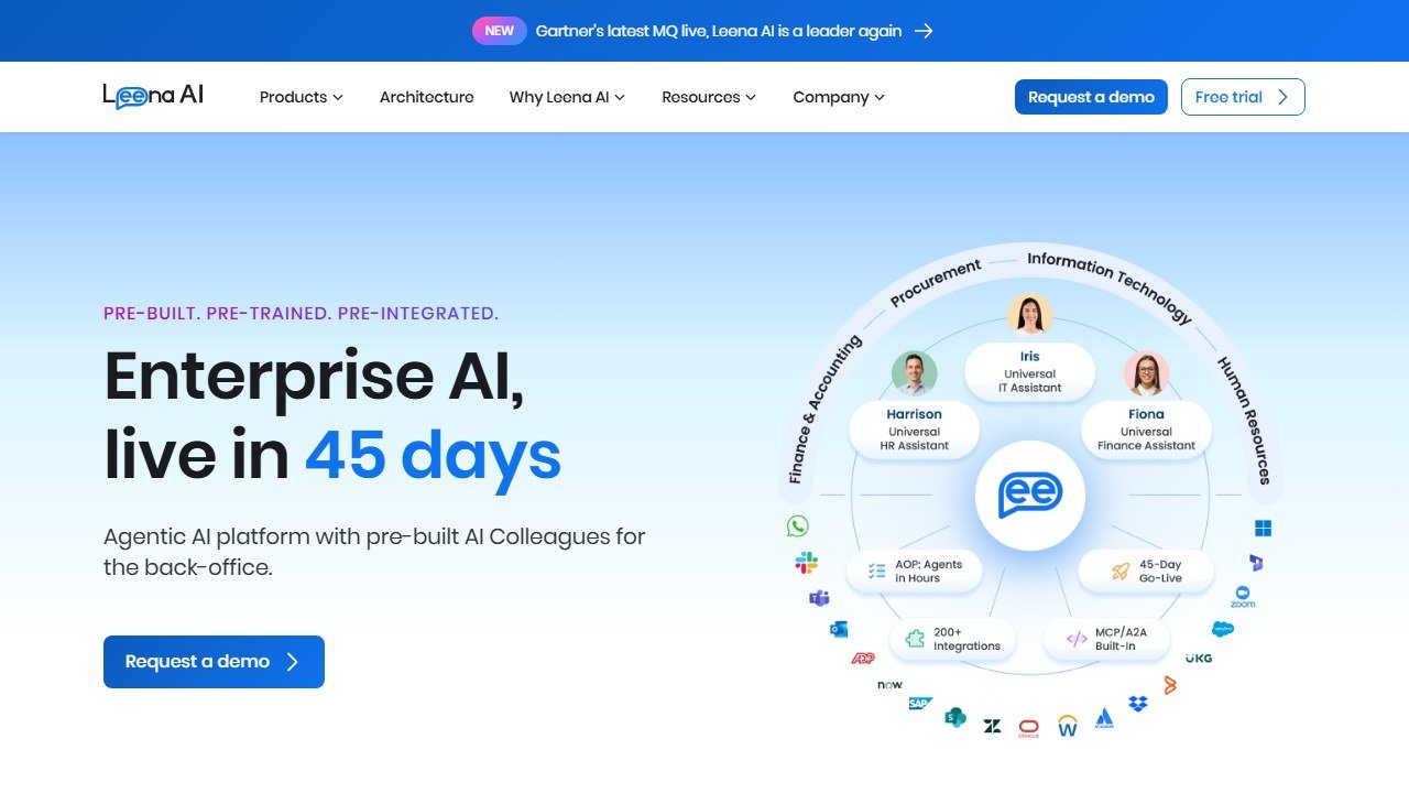 Leena AI HR service desk and employee assistant homepage