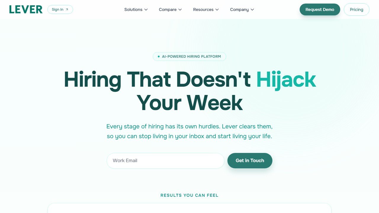 Lever LeverTRM applicant tracking and CRM homepage