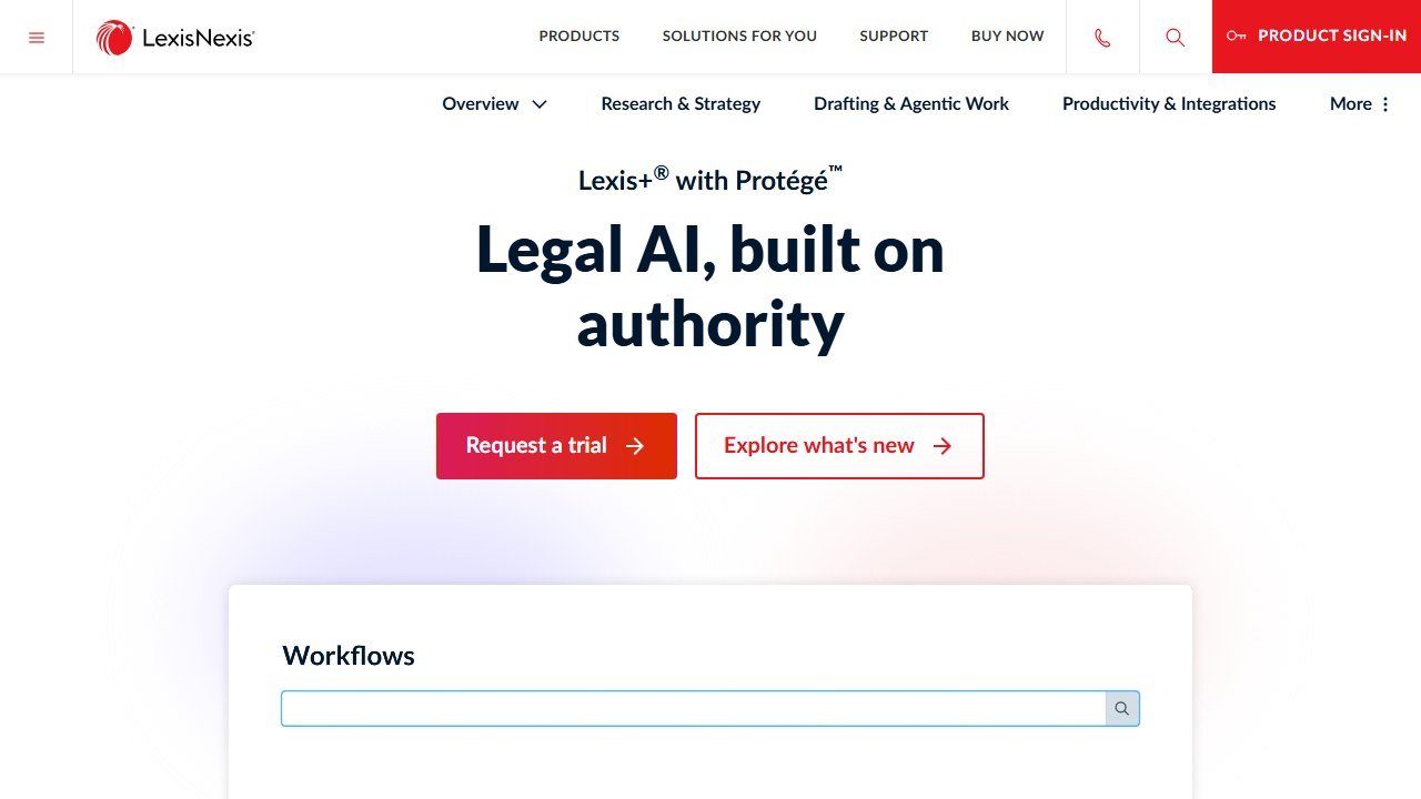 Lexis plus AI legal research assistant homepage