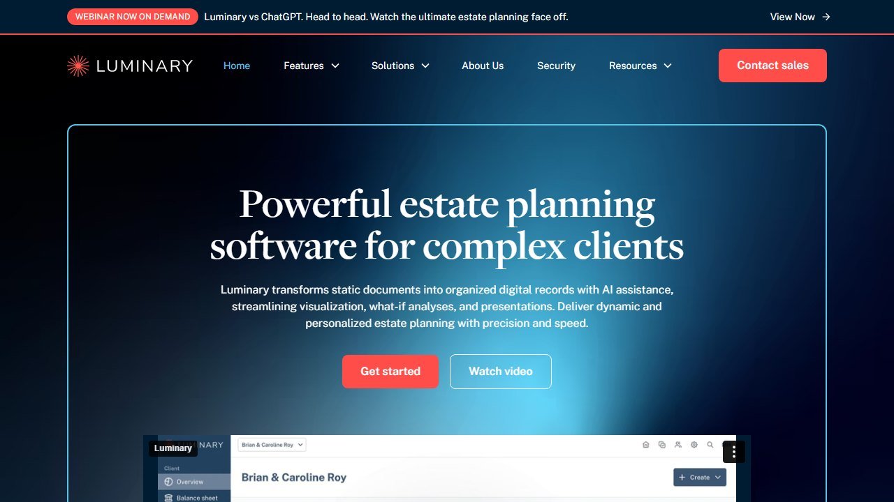 Luminary homepage