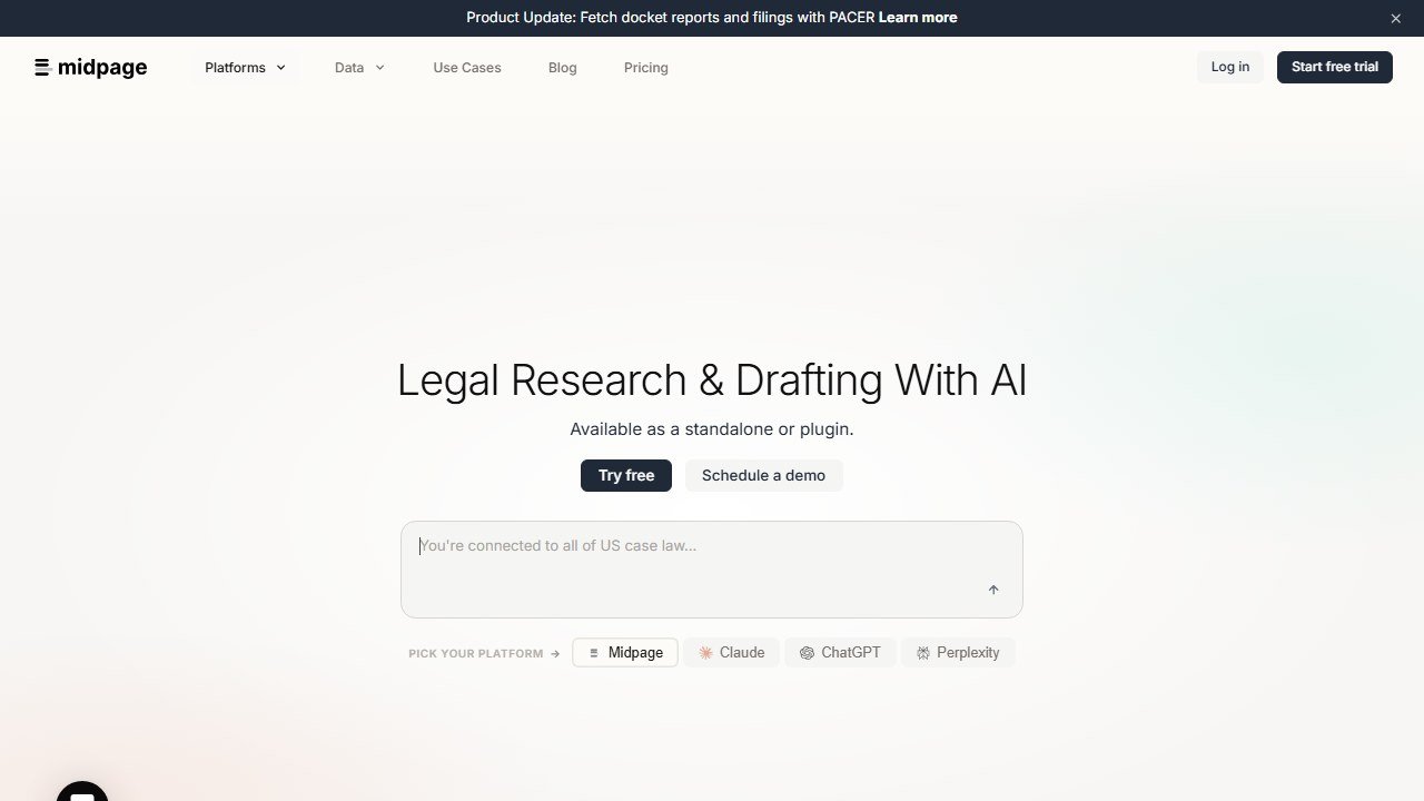 Midpage case-law search homepage