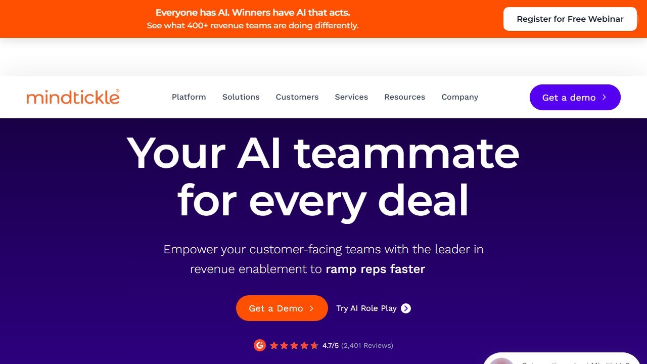 Mindtickle homepage