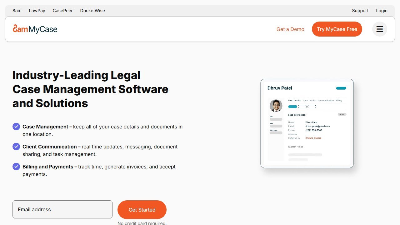MyCase legal practice management software homepage