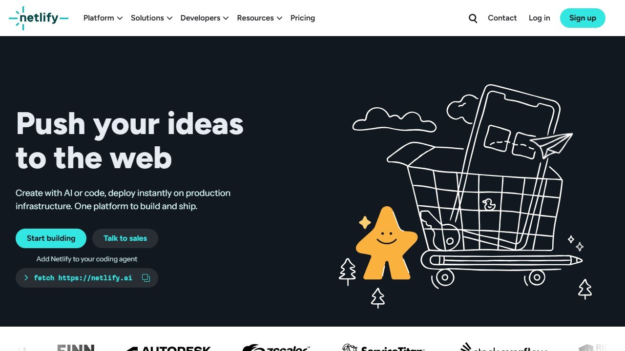 Netlify web platform homepage