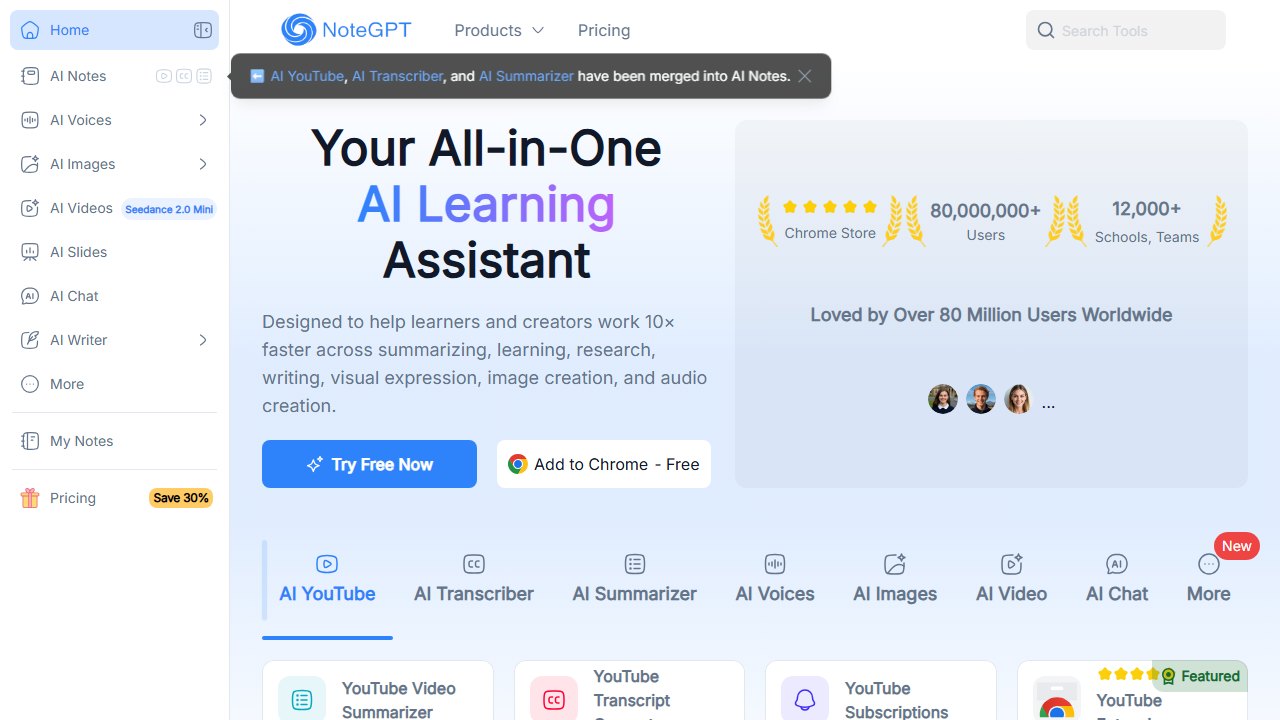 notegpt homepage