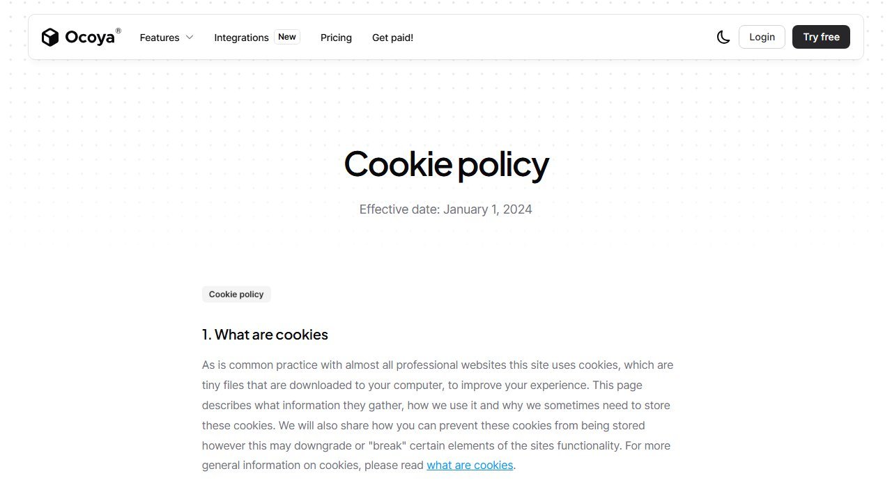 Ocoya homepage