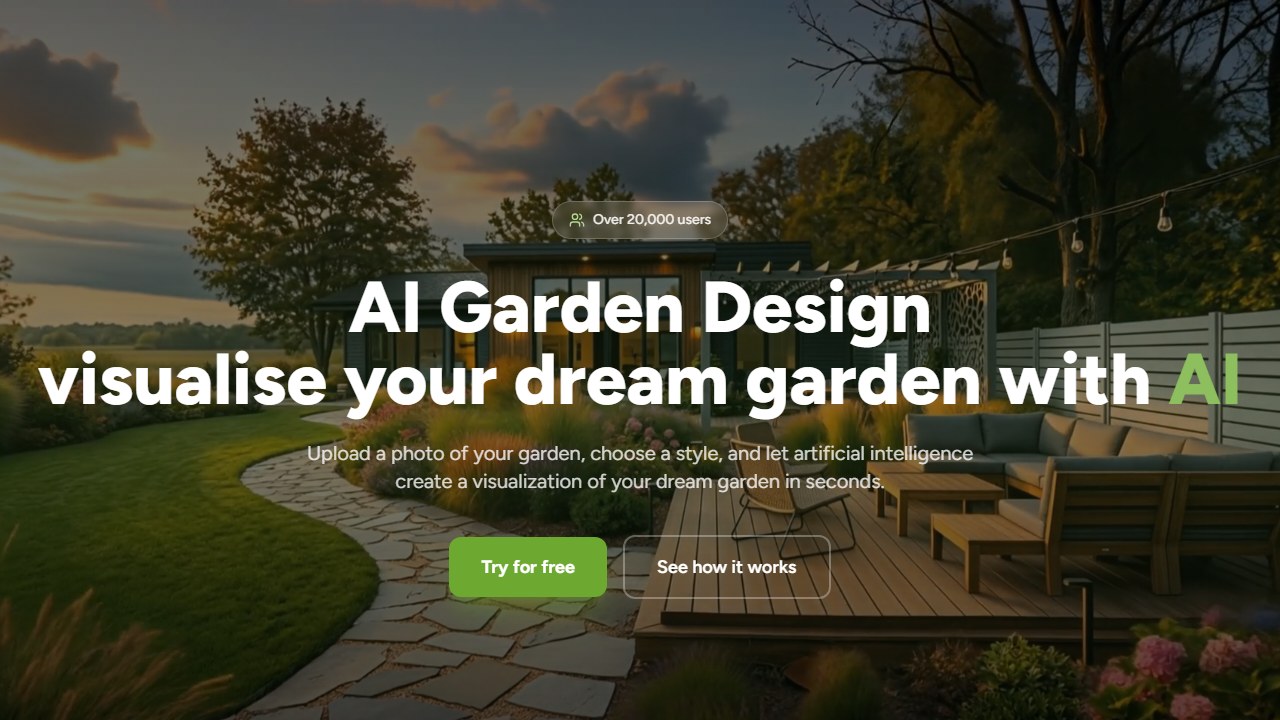 Ogrovision AI garden design homepage screenshot