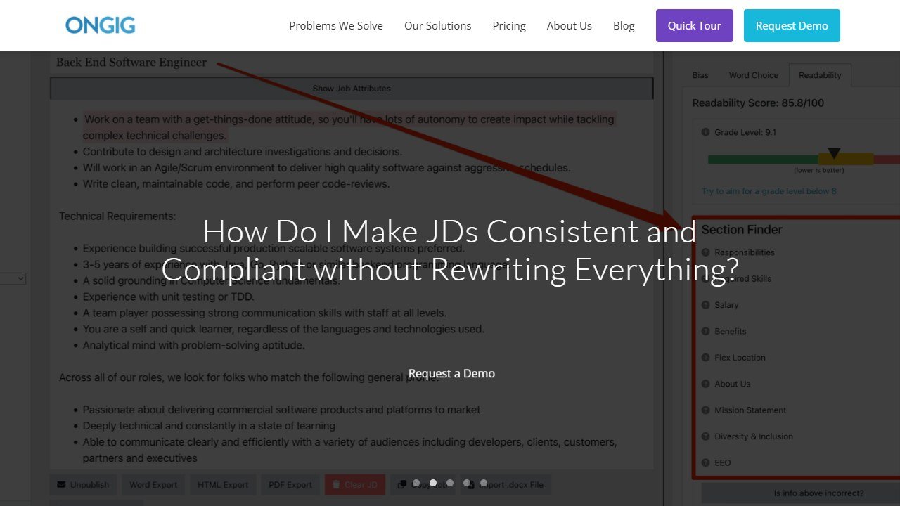 Ongig job description optimization and branding homepage