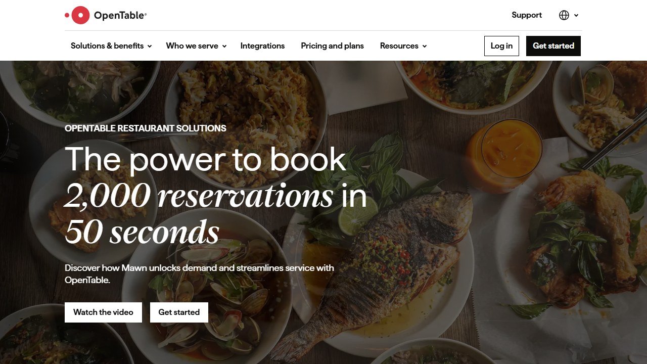 OpenTable restaurant reservation solutions homepage