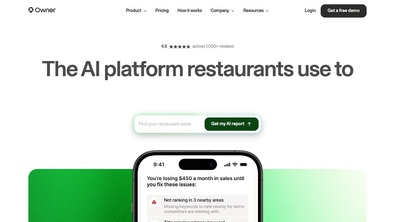 Owner restaurant direct-ordering platform homepage