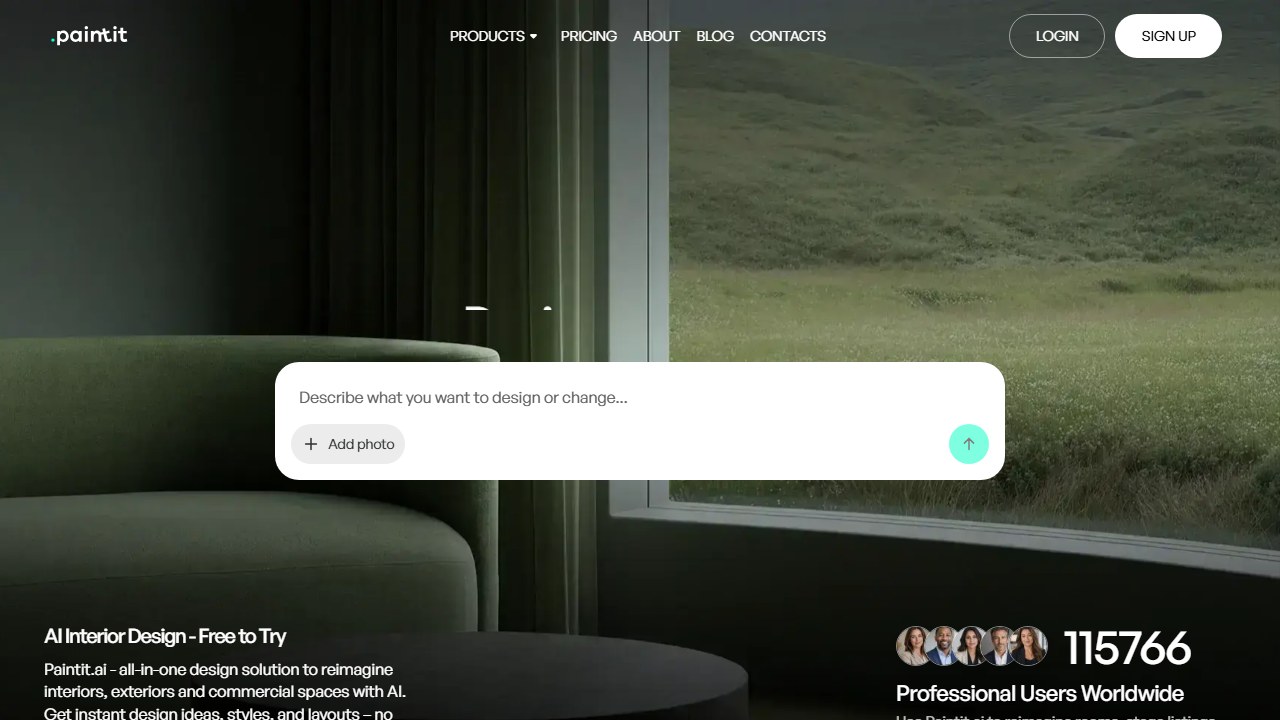 Paintit.ai landscape design app homepage