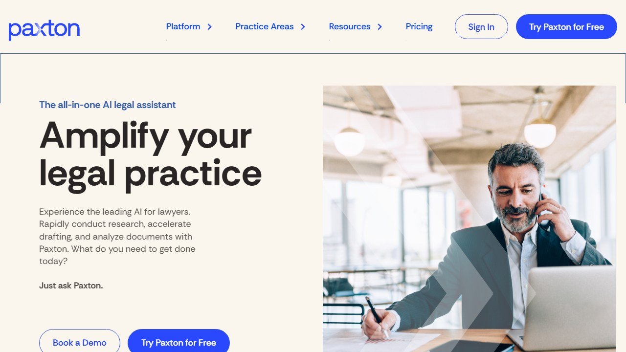 Paxton AI legal research and drafting assistant homepage