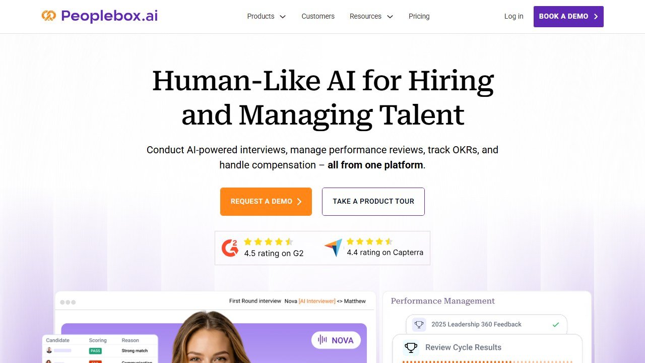Peoplebox AI-native OKR and performance platform homepage