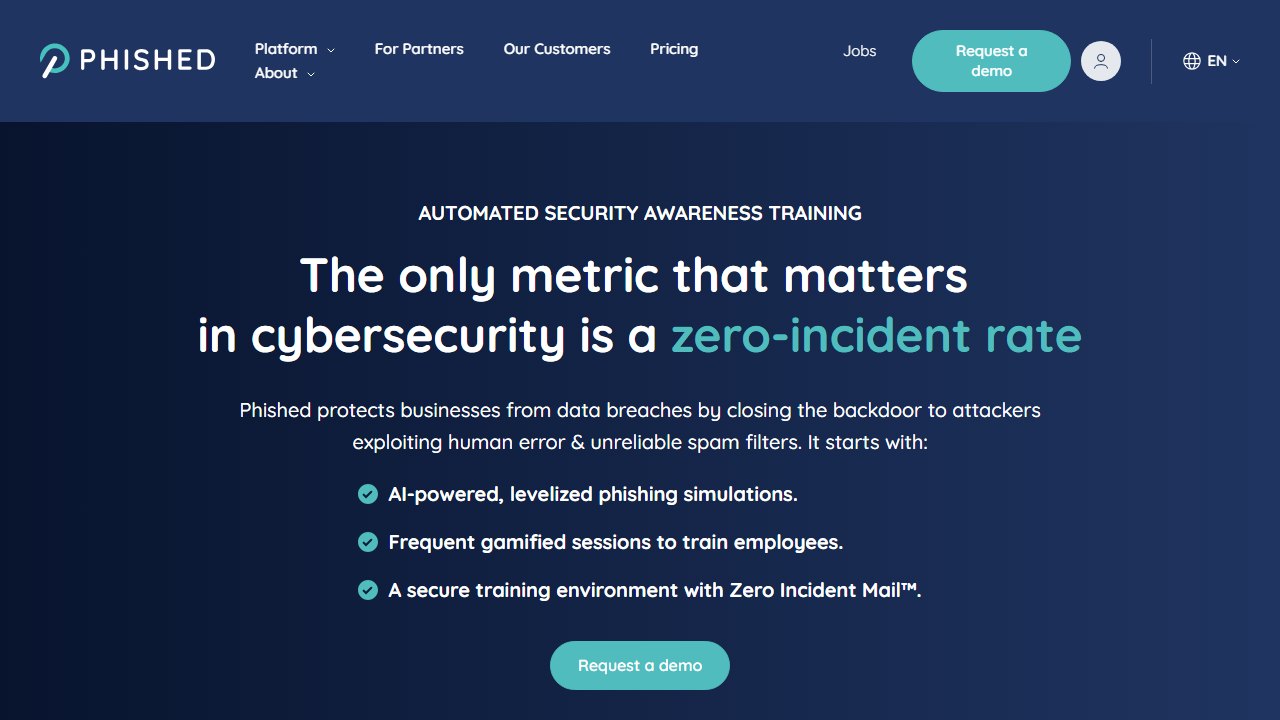 Phished homepage