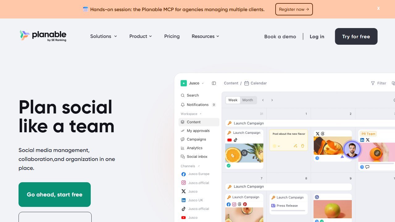 Planable homepage