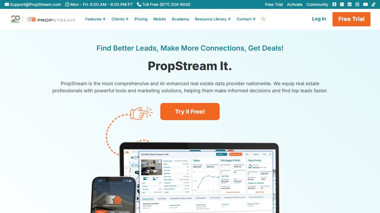 PropStream homepage
