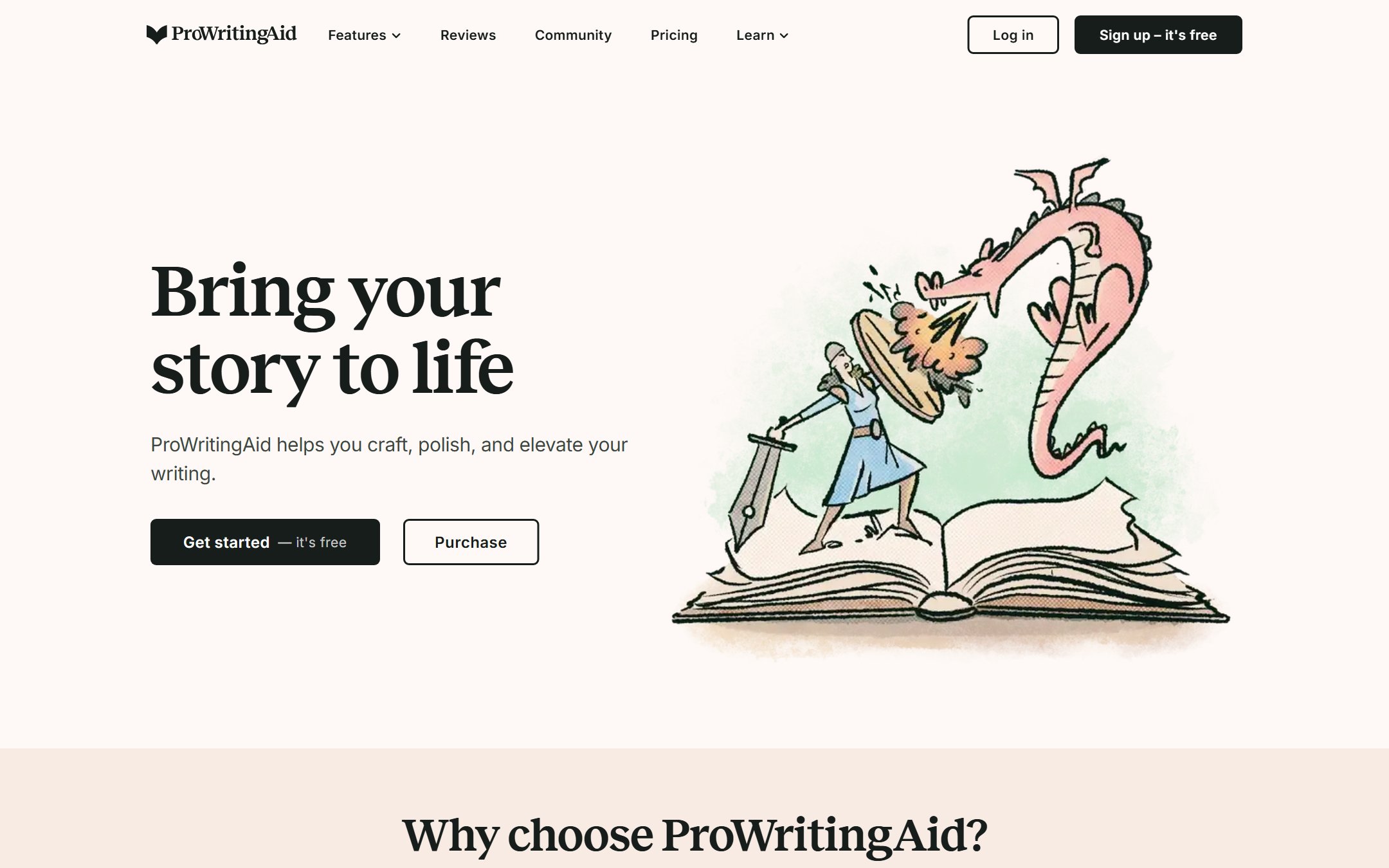 ProWritingAid homepage showing in-depth writing and editing reports