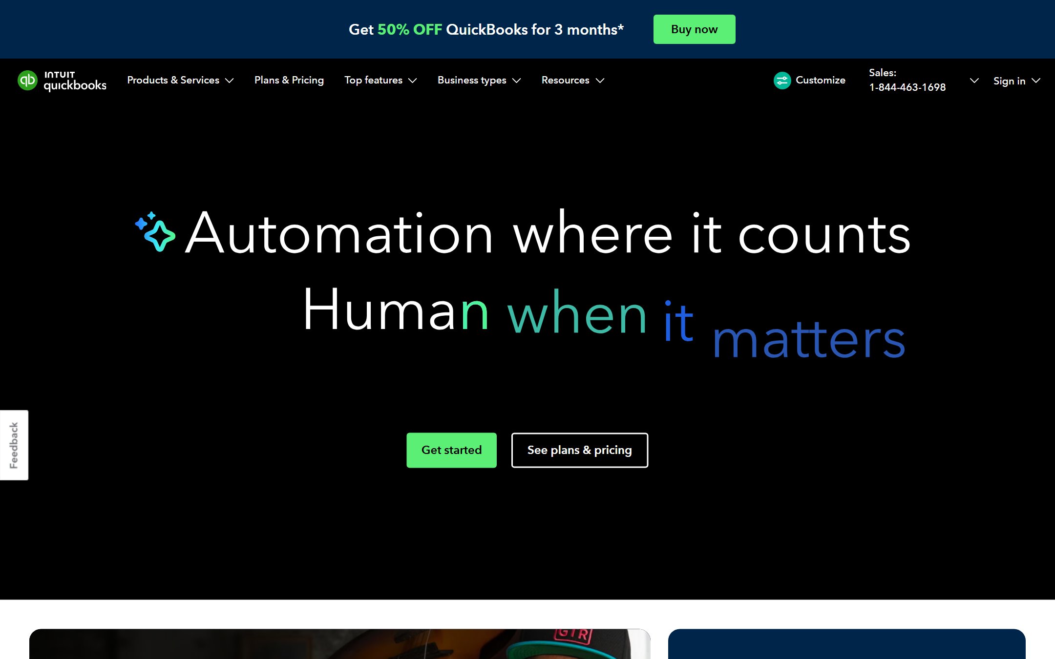 QuickBooks Online homepage