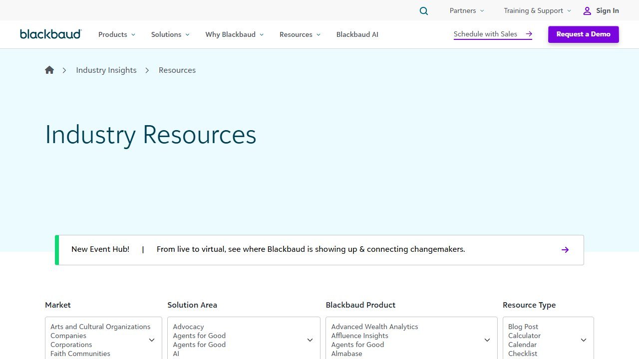 Blackbaud Raisers Edge NXT homepage