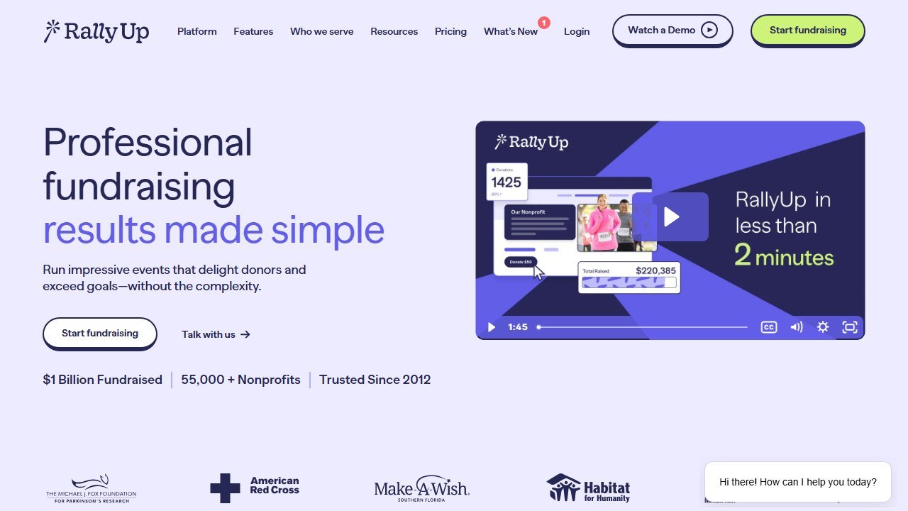 RallyUp homepage