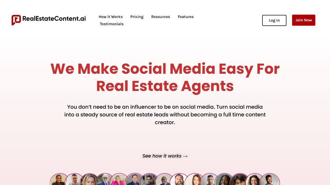 RealEstateContent.ai homepage