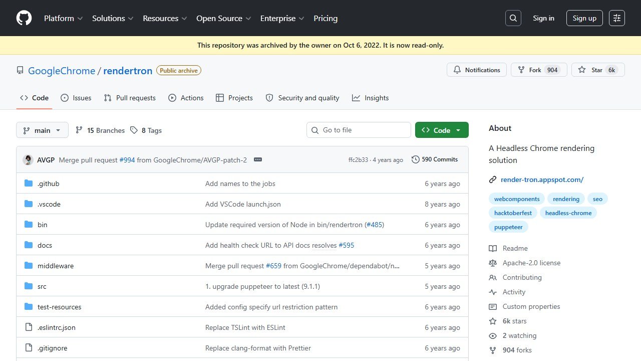 Rendertron open-source renderer GitHub repository