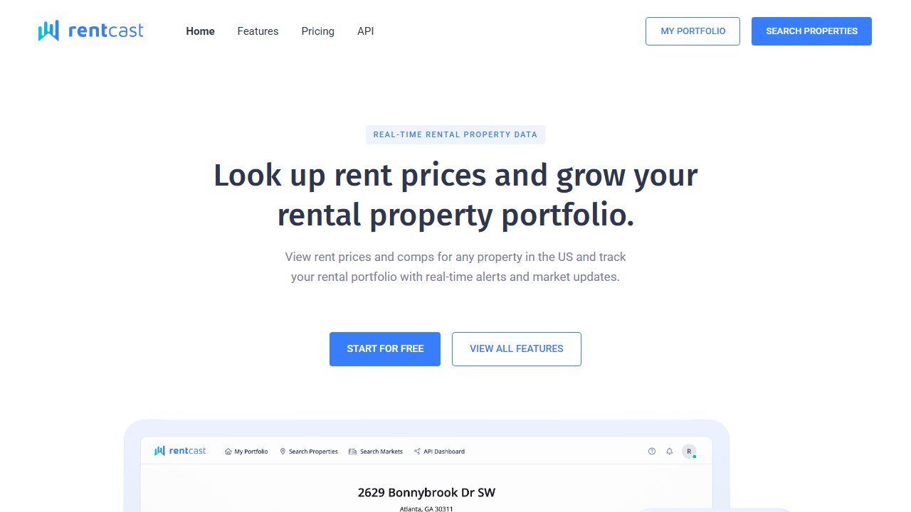 RentCast homepage