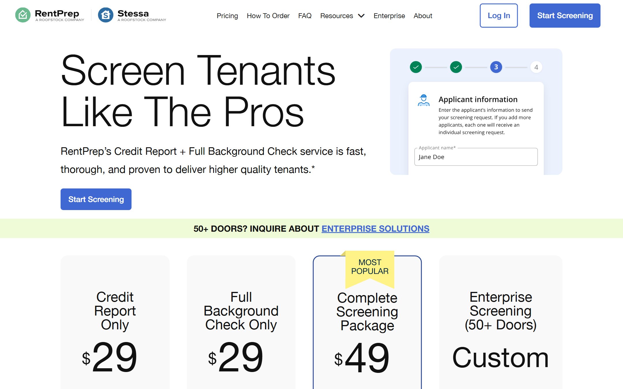 RentPrep homepage