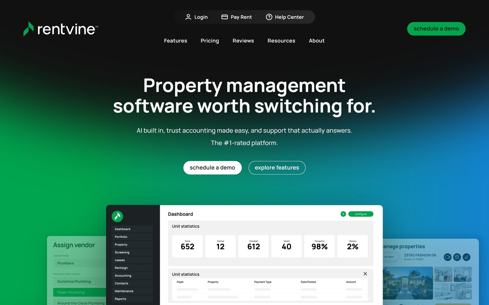 Rentvine homepage
