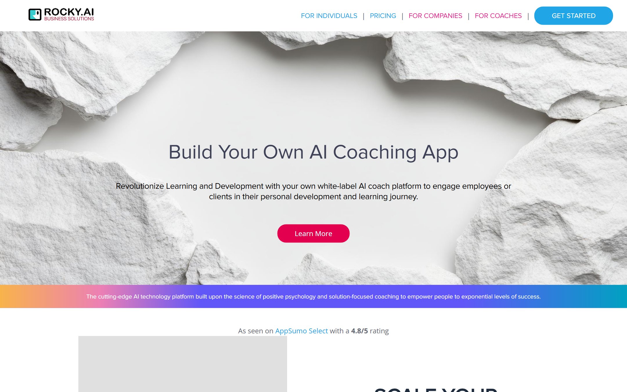 Rocky.ai build your own AI coaching app white-label page