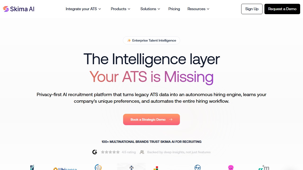 Skima AI resume screening and candidate matching platform homepage