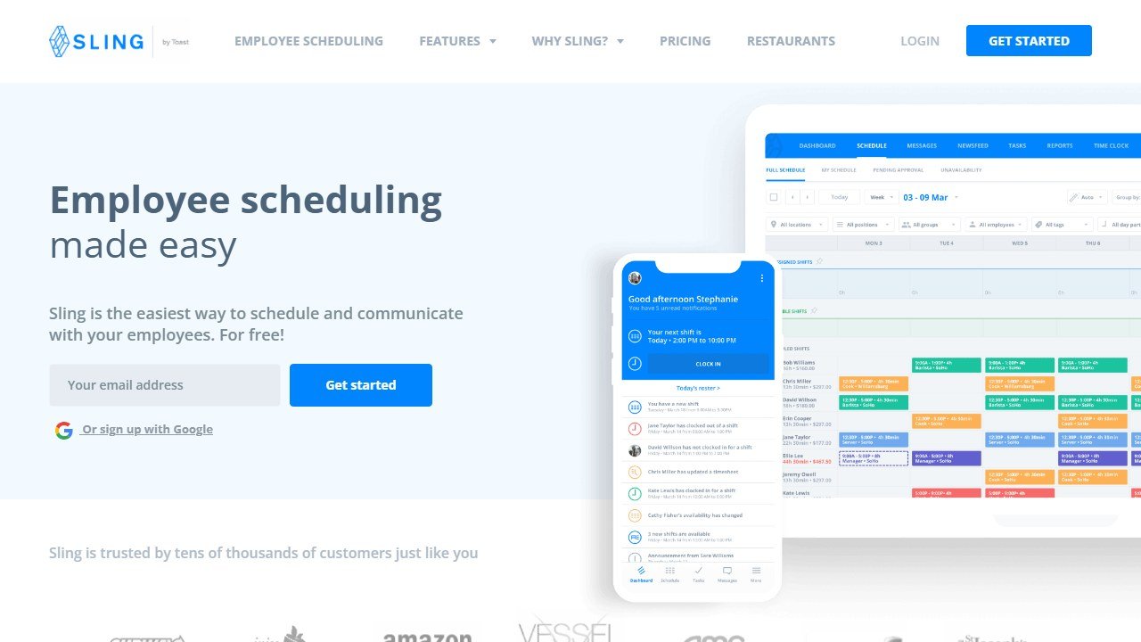 Sling employee scheduling homepage
